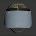 Camouflage Patterned Safety Helmet Featuring Metal Face Shield and Adjustable Straps