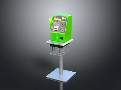Green Self Service Electronic Appliance With LCD Screen Control Panel And Basket Stand 3d model