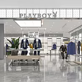 PLAYBOY Clothing Store Modern Interior With Mannequins In Suits And Display Racks