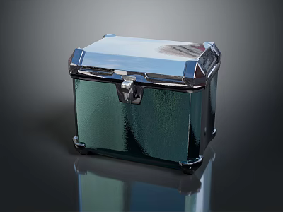 Shiny Silver Metallic Treasure Chest With Decorative Corners Lock And Smooth Reflective Surface 3d model