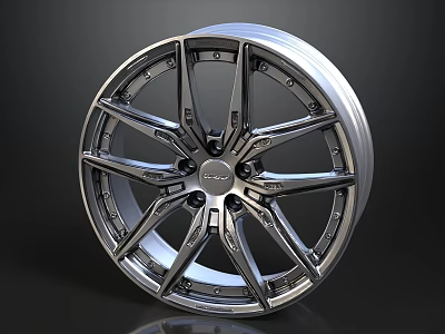 Modern Silver Alloy Wheel With Sleek Spoke Design For Automotive Rims 3d model
