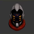 Futuristic Weapon With Silver Red Body And Yellow Glowing Strips Design