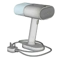 Handheld Household Appliance with Gray Body Blue Transparent Top Power Cord Plug Handle and Base
