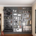 Wall Mounted Pegboard Organizer with Hanging Tools Bags and Accessories for Home Storage