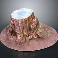 Natural Wooden Stone Tree Stump Decorative Ornament With Textured Surface And Round Base