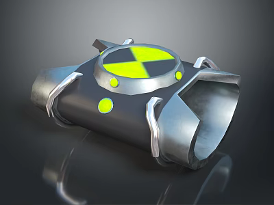 Fashionable Metallic Wrist Accessory With Yellow Circular Details And Protective Edges 3d model