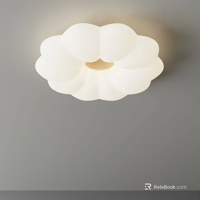 Petal Shaped White Ceiling Light With Soft Glow Modern Design For Home Interior 3d model
