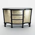 Elegant Modern Console Cabinet With Gold Panels Black Frame And Drawers