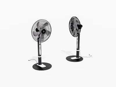 Modern Black Standing Air Conditioner Fan Design With Stable Base And Power Cord 3d model