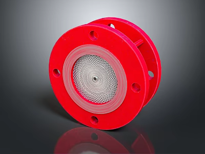 Handcrafted Wooden Stone Red Circular Flange With Central Metal Mesh 3d model