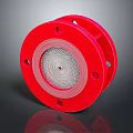 Handcrafted Wooden Stone Red Circular Flange With Central Metal Mesh