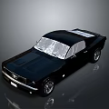 Classic Black Muscle Car With Transparent Roof And Smooth Shiny Reflective Body