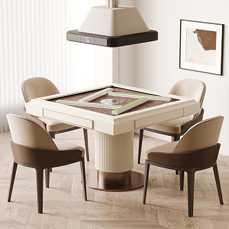 Modern Chess Table and Chair Mahjong Table Smoking Light 3d model