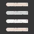 Four Detailed Warship Scale Models in Red Black Blue White Colorful Display Arrangement
