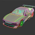 Silver Modern Sports Car With Sleek Body Rear Spoiler And Large Wheels