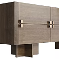 Modern TV Stand with White Brown Black Colors and Metal Handles Design