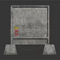 Safety Concrete Barrier With Grid Texture Pedestal Supports And Warning Label