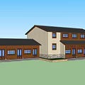 Traditional Homestay Building With Mountain View Green Trees And Courtyard Pond Area