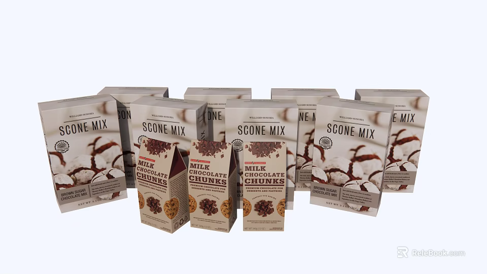 Decorative Scone Mix Package Set With Assorted Cheddar And Chocolate Baking Varieties 3d model 