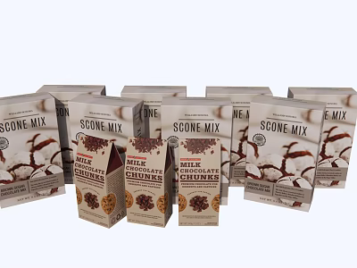 Decorative Scone Mix Package Set With Assorted Cheddar And Chocolate Baking Varieties 3d model