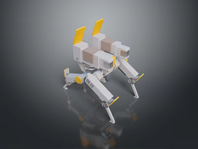 Futuristic Mechanical Game Movie Character Featuring Yellow White Multiple Legs 3D Model Structure 3d model