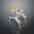 Futuristic Mechanical Game Movie Character Featuring Yellow White Multiple Legs 3D Model Structure