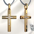 Gold Cross Pendants With Diamond Encrusted Design And Sparkling Diamond Accent 3d model