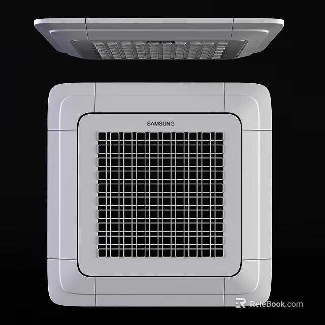 SAMSUNG Air Conditioner Vent With White Square Design And Grid Pattern 3d model 