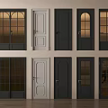 Various Hinged Doors with Different Colors Glass Panels and Arched Window Styles