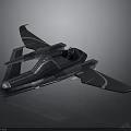 Futuristic Deep Blue Spacecraft With Cockpit And Aerodynamic Wing Structure