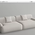 Modern Minimalist Two Seater Sofa With Beige And Black Fabric And Plush Cushions