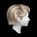 Detailed Realistic Game Movie Character Blonde Hairstyle 3D Model on Black Background