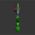 Cartoon Cactus Scene With Spiky Green Shapes And Pink Flower Elements