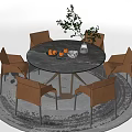 Modern Dining Table and Chair Combination Dining Table and Chair Dining Table Dining Chair Leisure Chair Round Table 3d model