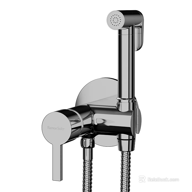 Modern Chrome Shower Head with Handheld Sprayer and Adjustable Control Knob 3d model 