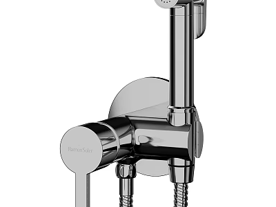 Modern Chrome Shower Head with Handheld Sprayer and Adjustable Control Knob 3d model