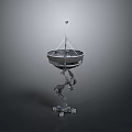 Sci Fi Mechanical Game and Movie Character with Circular Top Antenna and Robotic Legs Design