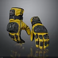 Yellow And Black Protective Gloves With Reinforced Palms And Secure Strap Design