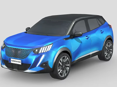 Blue SUV Car with Modern Front Design Black Roof and Alloy Wheels 3d model