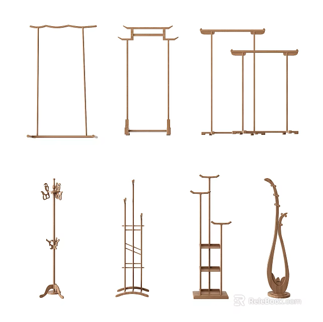 Modern Various Styles Clothing Racks With Stylish Designs For Home Wardrobe 3d model 