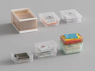 Transparent Plastic Storage Boxes With Stackable Design For Organizing Household Items 3d model