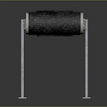 Modern Textured Bench With Black Seat And White Metal Legs Design