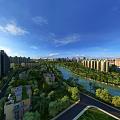 Aerial Urban Planning Featuring Modern High Rise Buildings River Greenery And Roads