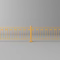 Yellow Traffic Barrier With Decorative Rails And Support Posts For Road Safety