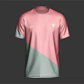 Stylish Portuguese Short Sleeve Football Jersey Nike Pink And Green With National Team Crest