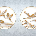 Artistic Round Carved Wall Decor With Crane Mountain And Water Patterns 3d model