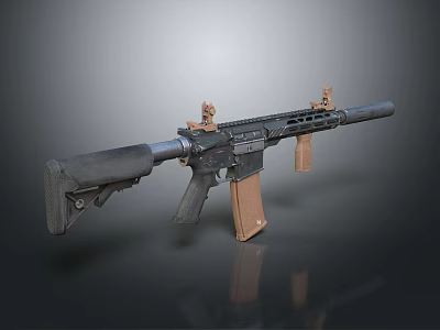 Tactical Assault Rifle With Black Body Scope Brown Magazine And Ergonomic Grip Design 3d model