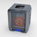 3D Printer Office Appliance BLACKONE G1 with Digital Screen and Red Yellow Geometric Structure Model