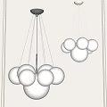 Modern Pendant Lights With White Spherical Globes And Metal Frame Design 3d model