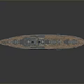 Detailed Warship Model With Gray Hull Red Bottom Deck Turrets And Masts